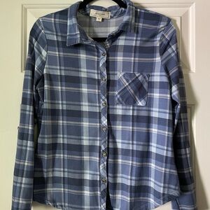 Blue Plaid Button-Up Shirt